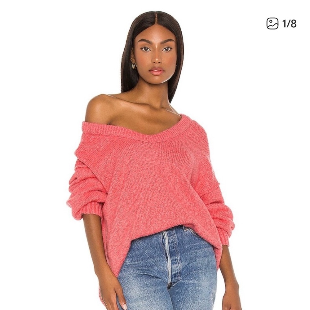Free People Brookside Tunic Sweater size medium Pink Lightning - Picture 2 of 10